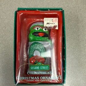 Sesame Street Green and Red Christmas Ornament